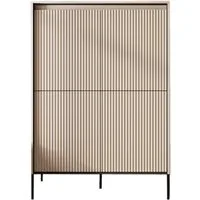 Compleo Kommode auf hohen Beinen FLORE, 4-türig, (acht Regale), gerifflete Front