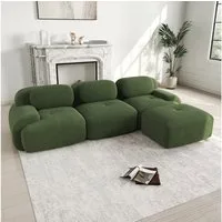 Odikalo 2-Sitzer modular kombinierbar Polstersofa Chaiselongue Mehrfarbig, Modulares Ecksofa ohne Montage, ergonomisch und haustierfreundlich, aus Cordstoff mit extra-breiten Armlehnen, 32D hochelastische Polsterung für Wohnzimmer und Schlafzimmer