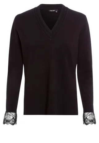 Marc Aurel - Pullover mit Spitzen-Details black varied - Gr. - 40