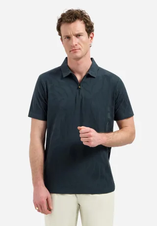 No Excess - Polo Half Zip Short Sleeve Jacquard dark steel - Gr. - XL