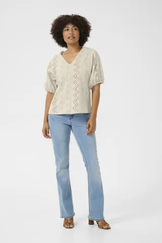 Kurzarm-Bluse Regular fit offwhite