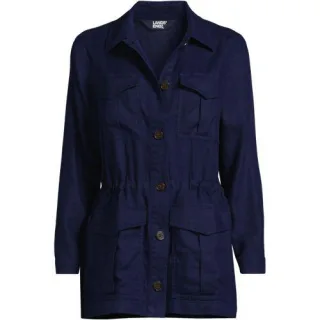 Hemdjacke aus Leinen für Damen, Damen, size: regular, Blau, Leinen, by Lands' End