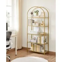 VASAGLE Bücherregal Regal 5 Ebenen, Standregal aus Hartglas, Aufbewahrungsregal, 1-tlg., für Wohnzimmer Schlafzimmer Arbeitszimmer Bad, 83x30.2x183.5 cm