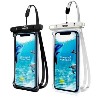 Fonken IPX8 Waterproof Phone Case with Lanyard Full Touch Screen Clear Dry Bag for Up to 6.5 Inch Phones Swimming Beach