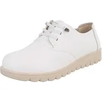 Ital-Design Vielseitiger Freizeitschuh mit hohem Tragekomfort für Damen Schnürschuh (91554594) Flach Schnürer in Weiß