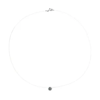 Collier Solitaire Oxyde de Zirconium Blanc 9 mm Nylon Transparent Argent 925