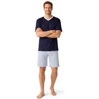 Moonline Shorty Kurzer Herren Schlafanzug Pyjama Nachtwäsche Kurzarm 100% Baumwolle (2 tlg) atmungsaktiv