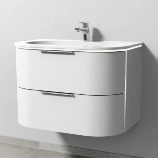 Sanipa 4balance Keramik-Set mit 2 Auszügen und LED-Beleuchtung, Weiß-Matt, DG41201 DG41201