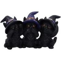 Horror-Shop Dekofigur Drei Weise Schwarze Hexenkatzen – Gothic Katzenfig