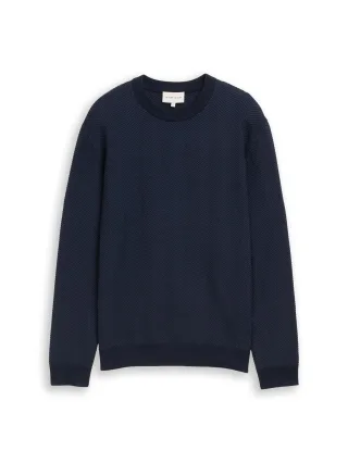 Tom Tailor - Strickpullover mit Herringbone-Muster navy zig zag - Gr. - M