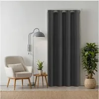 tinycurtains Türvorhang für alle gängigen Türgrößen, Thermovorhang (ohne Stange) Türgardine (1 St), Ösen, abdunkelnd, 100% Polyester, blickdicht edles anthrazit Nebula 210x150cm für Tür, Nischen & Fenster