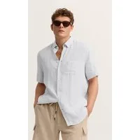 bugatti Kurzarmhemd Modern Fit aus Leinen mit Button-Down-Kragen