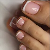 LuxusKollektion Kunstfingernägel Fußnägel falsche 24er Acryl Fullcover kurz quadratisch Rosa & Weiß