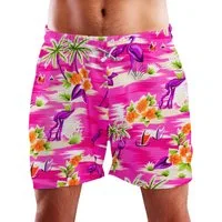 King Kameha Badeshorts Flamingos Funky Hawaii Bade-Shorts Mesh-Einsatz Verschluss Kordelzug Mit integriertem Mesh-Innenslip für extra Komfort