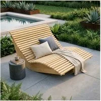 HOME DELUXE Gartenliege Wellenholzliege WOLGA - Größenauswahl, Wellenbank, Waldsofa, Relaxsofa, Sonnenliege