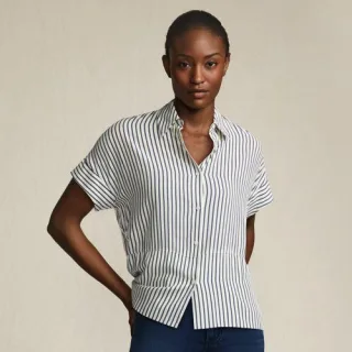 Kurzarm-Hemdbluse, Damen,  Blau, Viskose, by Lands' End