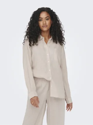 ONLY - ONLBRUXELLES L/S LIN BL SHIRT PNT NOOS Moonbeam - Gr. - M
