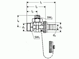 Schell F+E-Kükenhahn 3/8" messing mit Schlauchverschraubung 12,5bar 139060099