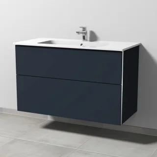 Sanipa 3way Waschtischunterbau zu Duravit ME by Starck Waschtisch mit 2 Auszügen, Marine-Matt BP7261R
