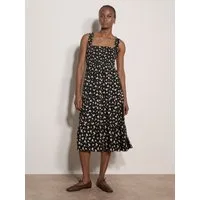 Apricot Midikleid Florales Midikleid mit Smokdetails