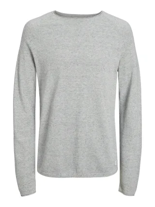 JACK&JONES - JJEHILL KNIT CREW NECK NOOS Light Grey Melange - Gr. - XXL