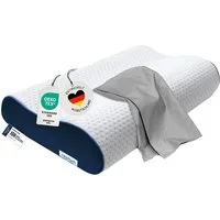 casimum Nackenstützkissen Orthopädisches Nackenkissen ERGO VARIO, 60x30cm, höhenverstellbar, Füllung: Memory Foam (Memory Schaum), Bezug: Grau, Seitenschläfer, Rückenschläfer, ergonomisches Nackenkissen, orthopädisches Kissen