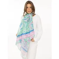Zwillingsherz Modeschal "Paisley", transparent, aquarell Print, Schriftzug