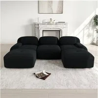 BBWL 3-Sitzer Modulares U-Sofa aus Premium-Cordstoff ohne Montage, rutschfest mit breiten Armlehnen und 32D Komfortpolsterung