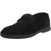 Ital-Design Damen Mokassin mit Schleife – Komfortabler Freizeit-Schuh Slipper (90033018) Blockabsatz Mokassins in Schwarz