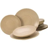 CreaTable Tafelservice Lava Stone Sand (12-tlg), 4 Personen, Steinzeug