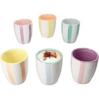 MamboCat Becher 6er Set Beach Pastello Stripes Mokkabecher ohne Henkel 150ml 6 Pers, Steingut