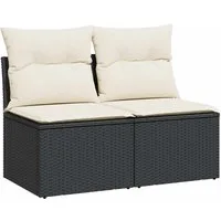 vidaXL Gartenlounge-Set 2-tlg. Garten-Sofagarnitur mit Kissen Schwarz Poly Rattan, (1-tlg)