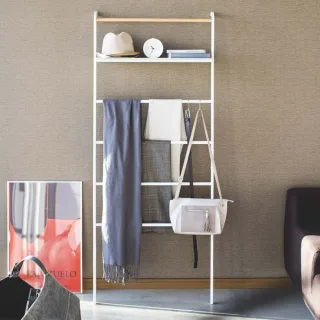 Garderobenständer zum Anlehnen mit Ablage 60x161x20cm | Yamazaki Tower Metall weiß Kleiderständer für Flur und Schlafzimmer ohne Bohren.