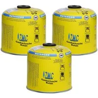 ZMC Gaskartusche 3x Universal Camping Propan Butan Gas 500g Schraubventil Gaskartusche, Zubehör für Butangas Druckgasdose Für Gaskocher / Gaslötgeräte / Abflammgeräte Eurogewinde, Schraubventil Gaskartuschen 990ml Ventilkartusche Gewindeanschluß