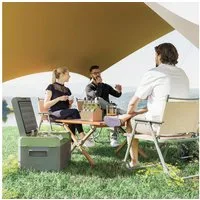 Outsunny Kühlbox mit Anschluss, ECO Modus, Kühlhaltefunktion, 16 l, für Auto Steckdose LKW Camping Boot Grau+Grün