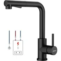 LuxusKollektion Küchenarmatur Niederdruck Armatur Schwarz Küche Ausziehbar 2 Strahlarten
