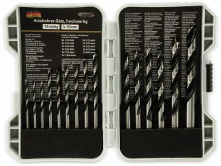 MASTERPROOF Holzbohrer-Satz 15 teilig, 3...10 mm, in Kunststoffbox