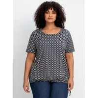 Sheego T-Shirt T-Shirt Kurzarm mit Tunnelzug am Saum und Alloverprint