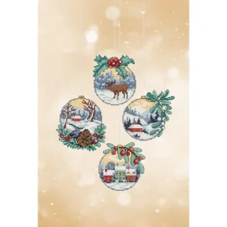 Stramin-Aufhänger "Winterlandschaft", 4er-Set