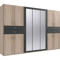 Wimex Kleiderschrank Taiga Kleiderschrank mit Spiegel mit Schubladen auf bequemer Höhe, Garderobe Schlafzimmerschrank
