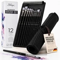 Belmique Malpinsel Aquarellpinsel Set 12-teilig mit Rolltasche – Watercolor Brush Set, (Pinselset, von Künstlern ausgewählte Pinsel), für Aquarell, Gouache & Acryl