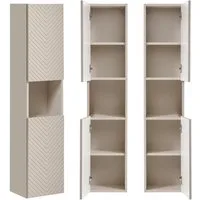 Lomadox Hochschrank VERACRUZ-56 Badschrank, kaschmir, gerillte Front, grifflos