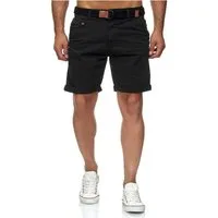 Indicode Shorts Herren kurze Hose mit Gürtel - Conor - Aus Baumwolle - Regular Fit Freizeithose - Sportlich eleganter Look - Bequemes Stretch Material