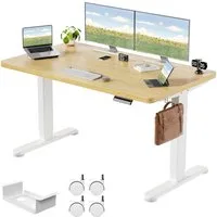 Furnicopia Schreibtisch Höhenverstellbar mit einer 25 mm dicken einteiligen Tischplatte (4-fache Höhenspeicherfunktion, Zweimotorantrieb und Tragfähigkeit über 100 kg Tischplatten-Tiefe ab 70 cm)