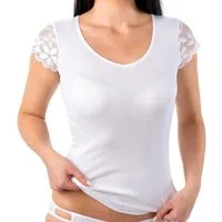 HERMKO Unterziehshirt 1788030 Baumwolle/Modal Shirt mit angeschnittenen Spitzen-Ärmeln softweich