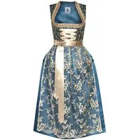 Alpenmärchen Dirndl Langes Dirndl Thea in blau und creme - ALM912