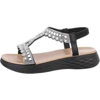 Ital-Design Damen Freizeit Riemchensandalette Keilabsatz/Wedge Keilsandaletten in Schwarz