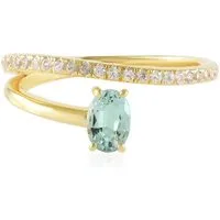 Cavill Silberring Paraiba Smaragd Goldplattierter Silberring (1-tlg)