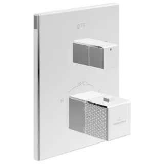 Villeroy und Boch Mettlach Fertigmontageset TVT12600100061 Unterputz-Thermostat mit Einwege-Mengenregulierung, chrom