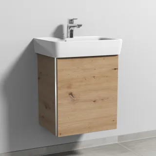 Sanipa 3way Waschtischunterbau zu Geberit Renova Plan Waschtisch mit 1 Tür, Eiche Natural-Touch BR87385